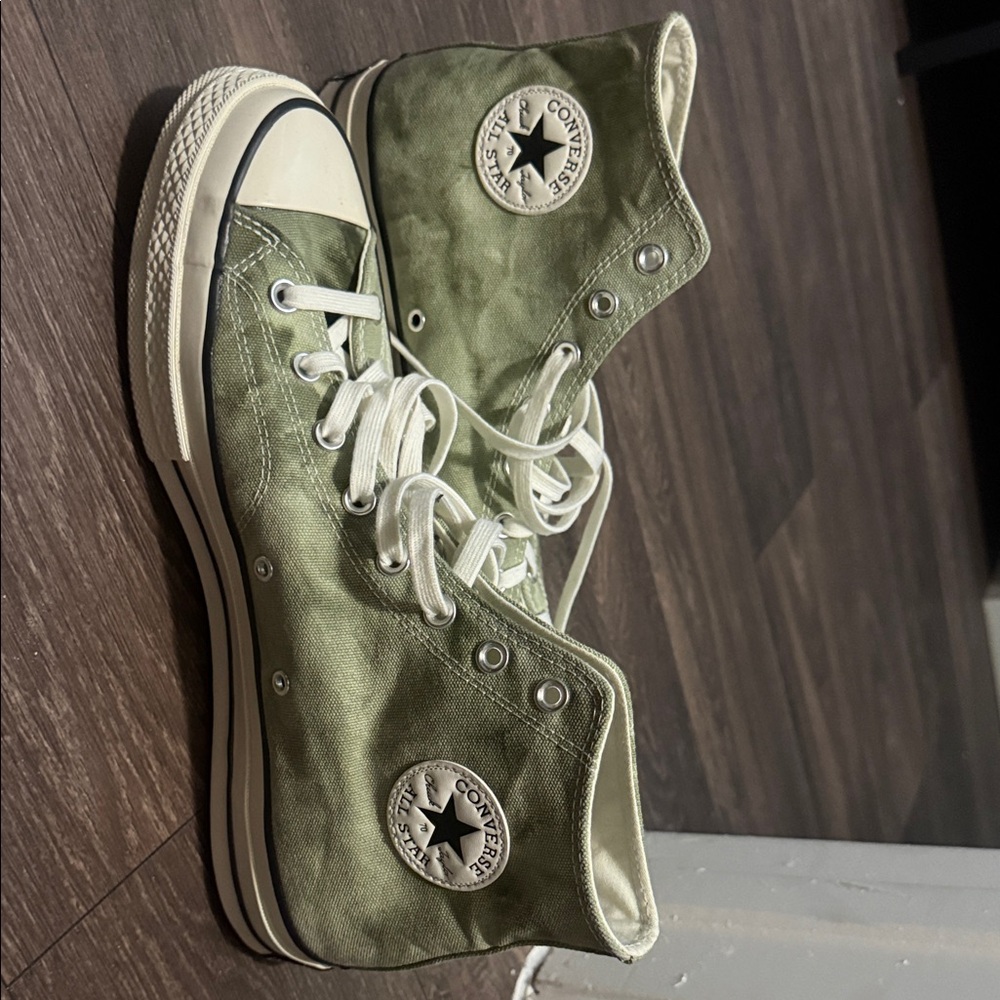 Converse High Top Sneakers in Olive Green with White Accents